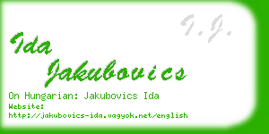 ida jakubovics business card